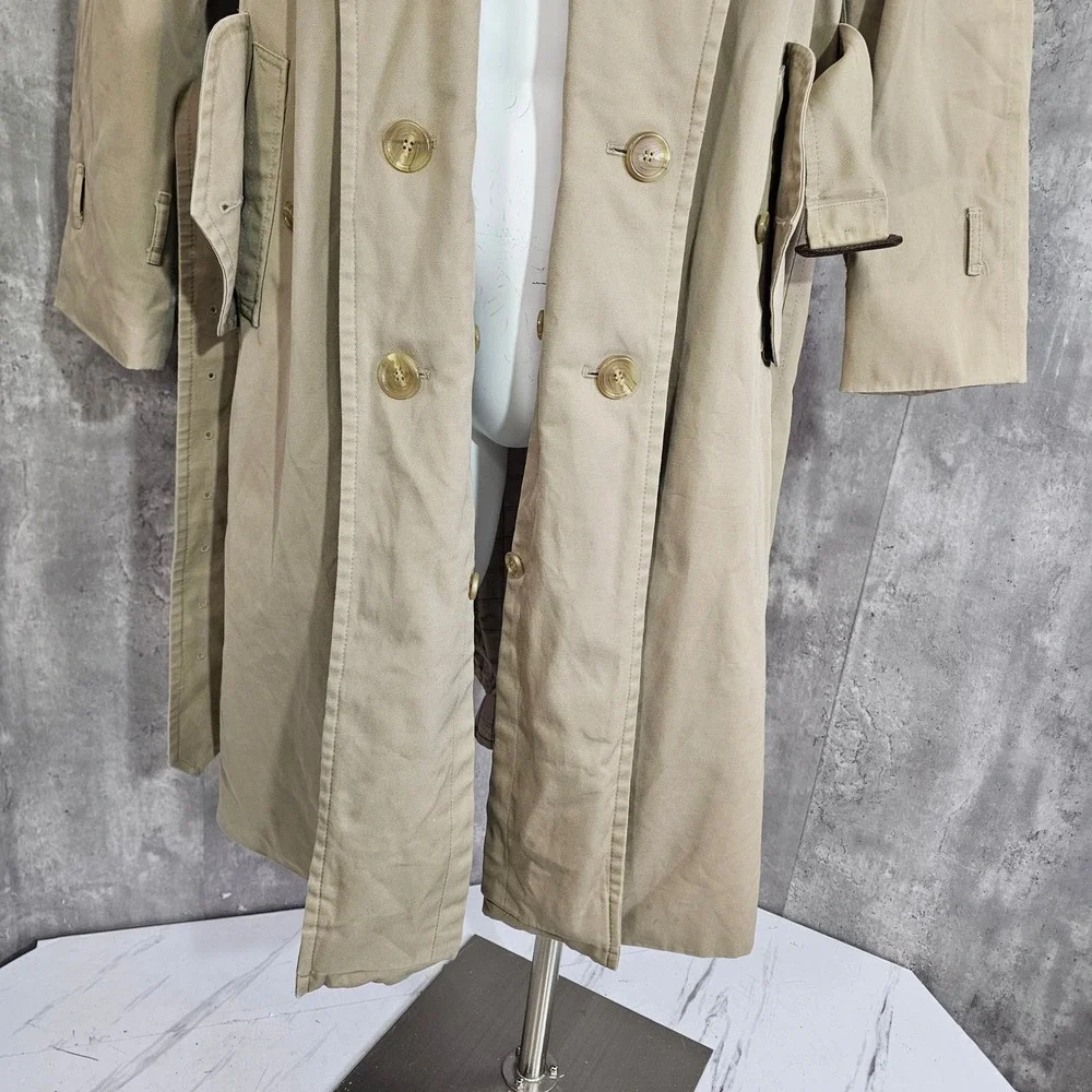 Vintage Chaps Ralph Lauren Trench Coat Tan Belted Khaki Jacket 40R‎ USA